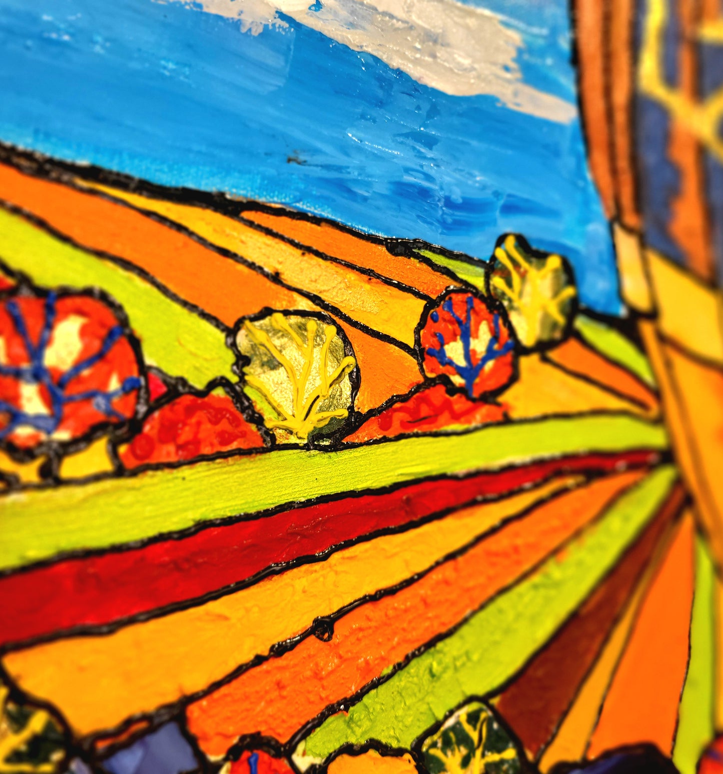 "La Champagne en montgolfière" – Peinture originale sur toile