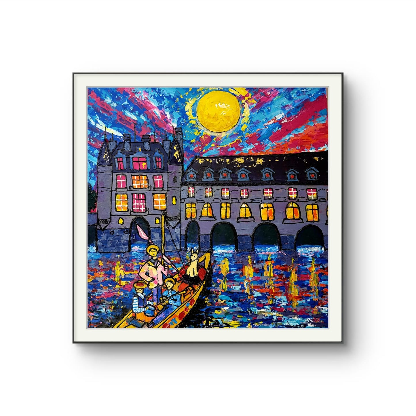 "Chenonceau by boat" – Original painting on canvas