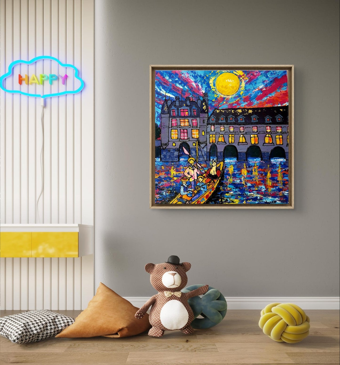 "Chenonceau by boat" – Original painting on canvas