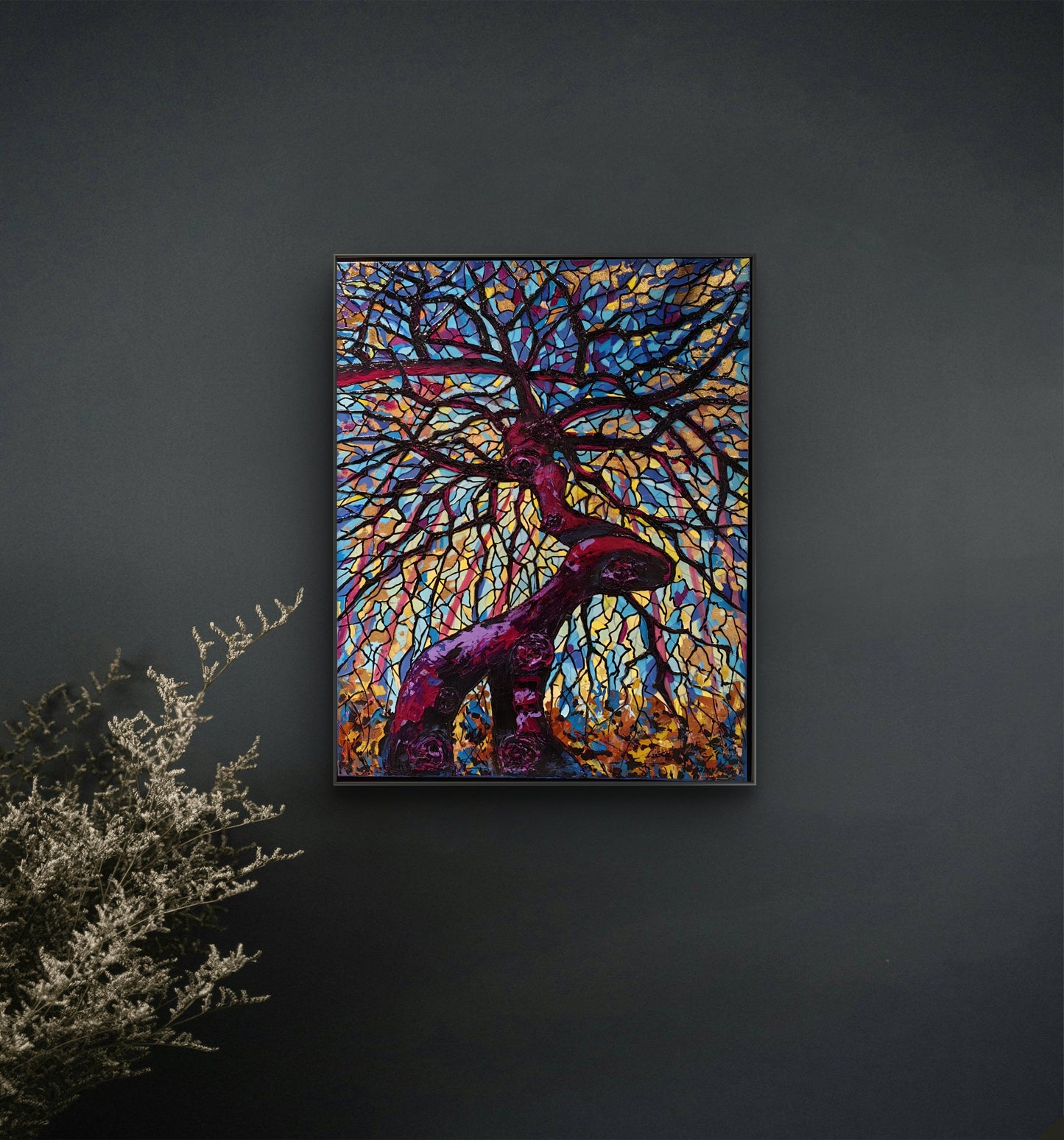 "Hêtre flamboyant d’hiver" – Peinture originale de la série « Arbres de lumière »