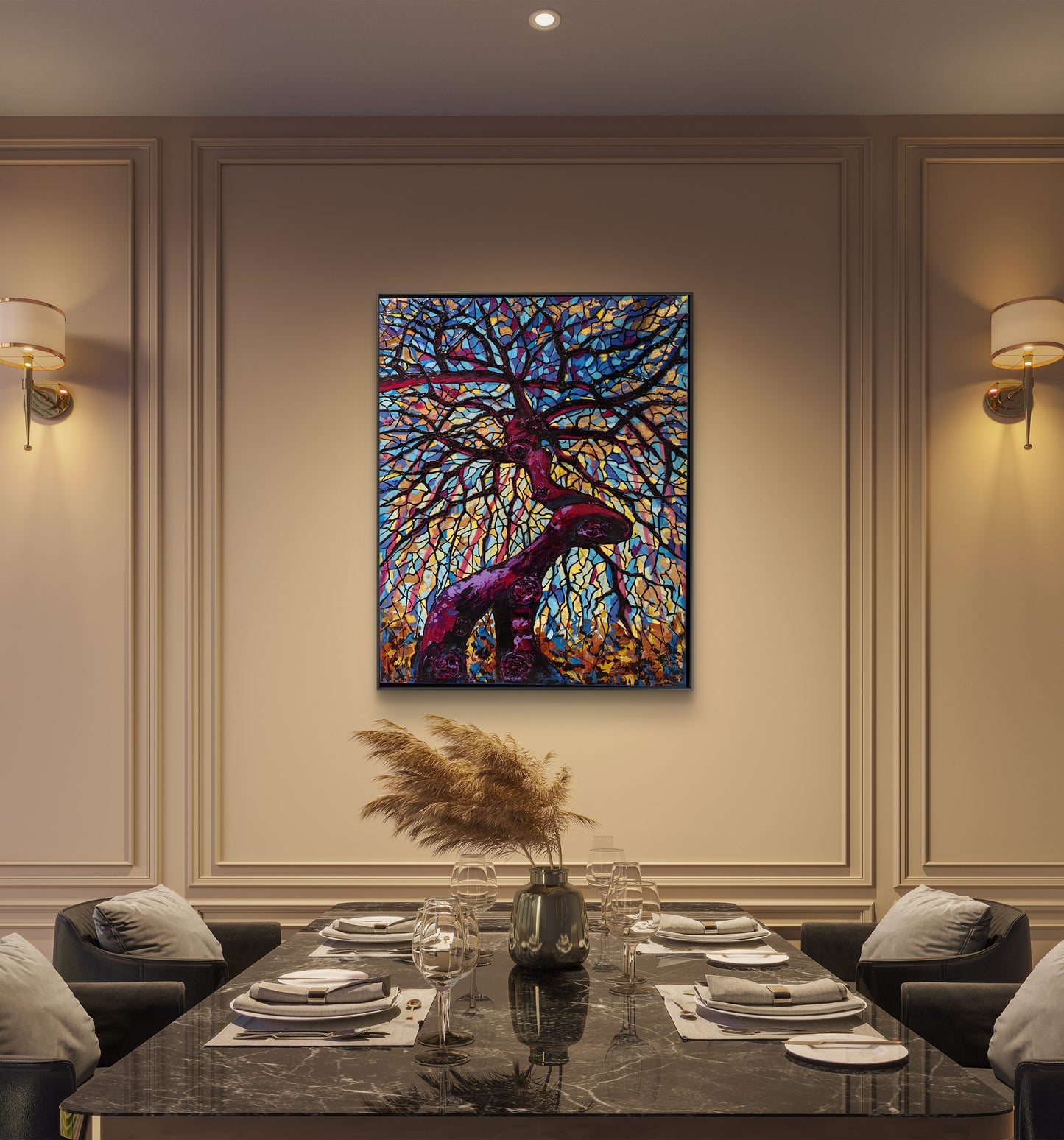 "Hêtre flamboyant d’hiver" – Peinture originale de la série « Arbres de lumière »
