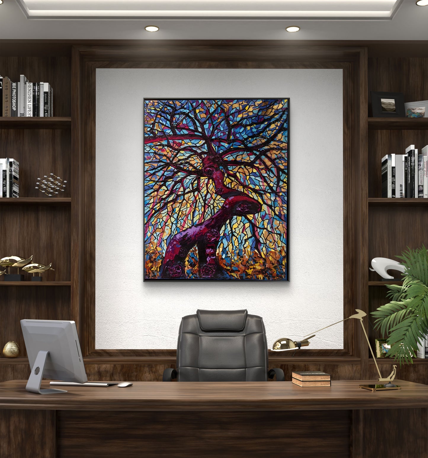 "Hêtre flamboyant d’hiver" – Peinture originale de la série « Arbres de lumière »