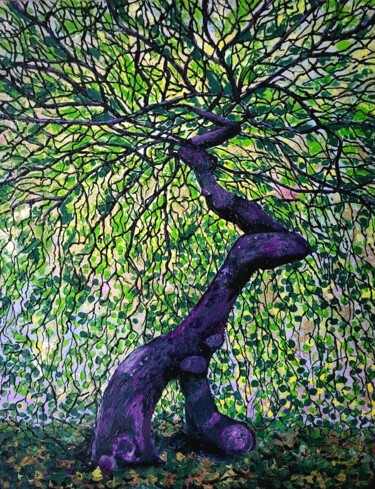 "Hêtre d’or" – peinture originale de la série «Arbres de lumière»