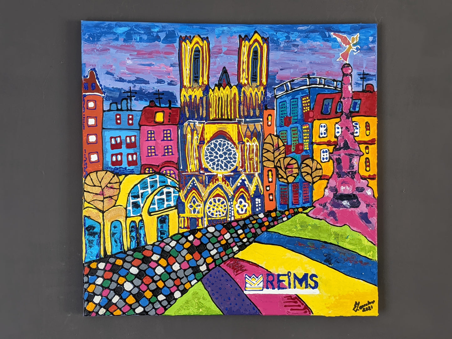 Reims pétillante – Peinture originale sur toile