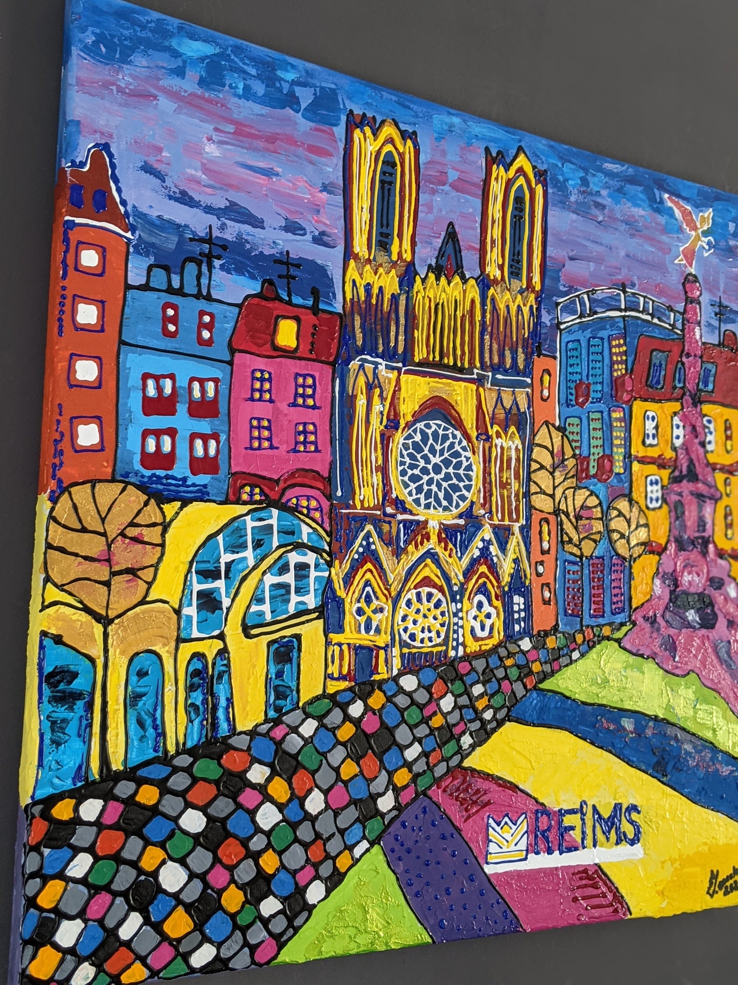 Reims pétillante – Peinture originale sur toile