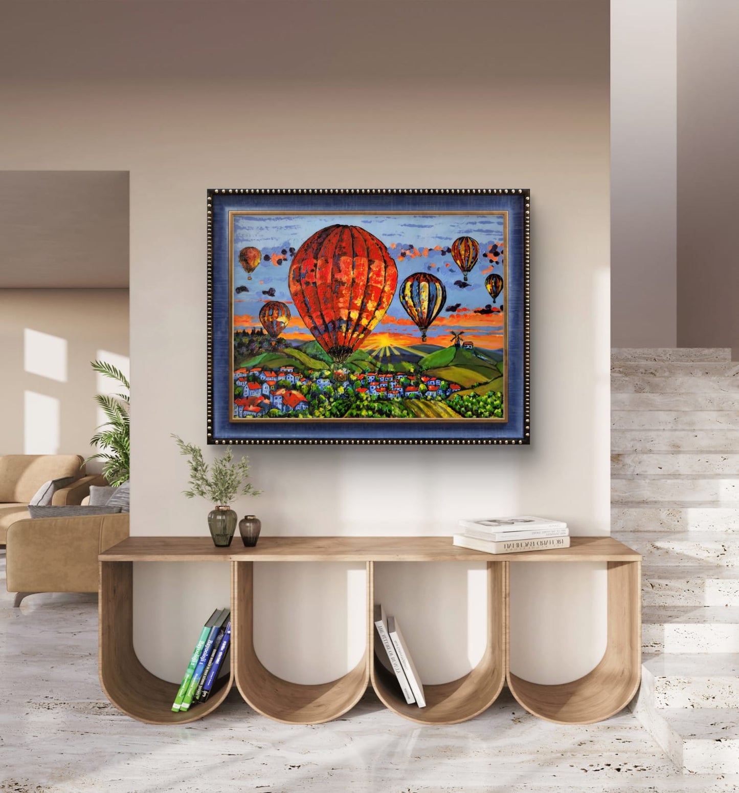 "Les lumières de l’aube" – Peinture originale de la série « Les Ballons de Champagne »