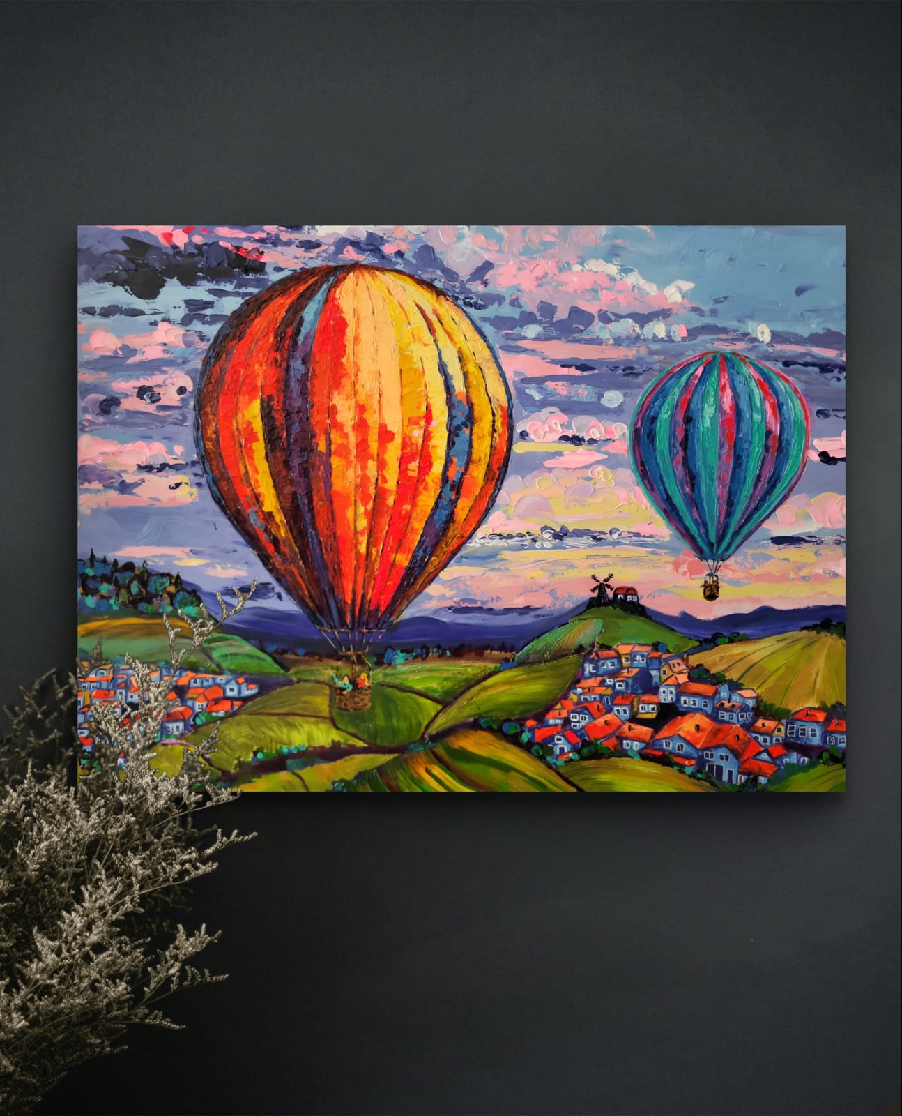 "Les couleurs du ciel" – Peinture originale de la série « Les Ballons de Champagne »