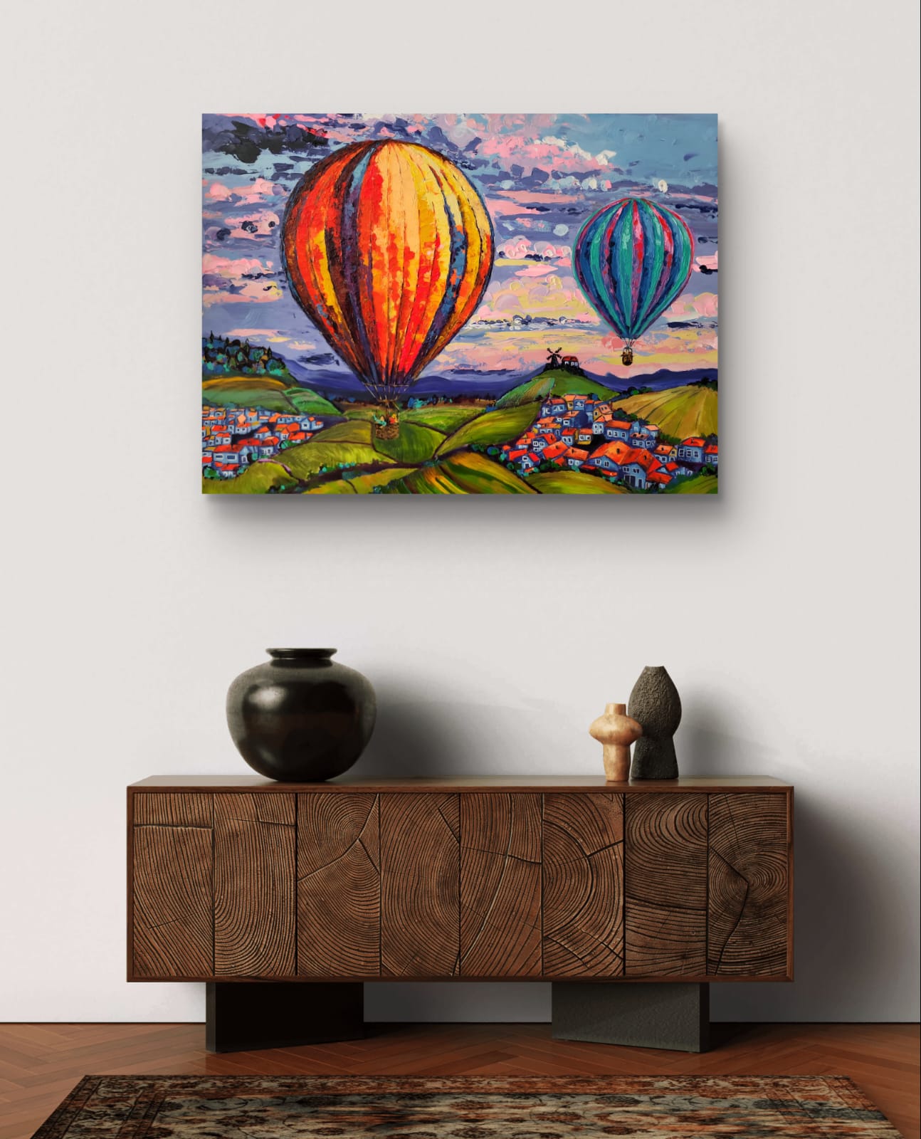 "Les couleurs du ciel" – Peinture originale de la série « Les Ballons de Champagne »