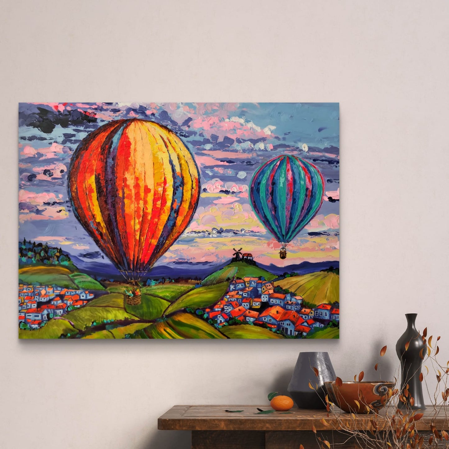 "Les couleurs du ciel" – Peinture originale de la série « Les Ballons de Champagne »
