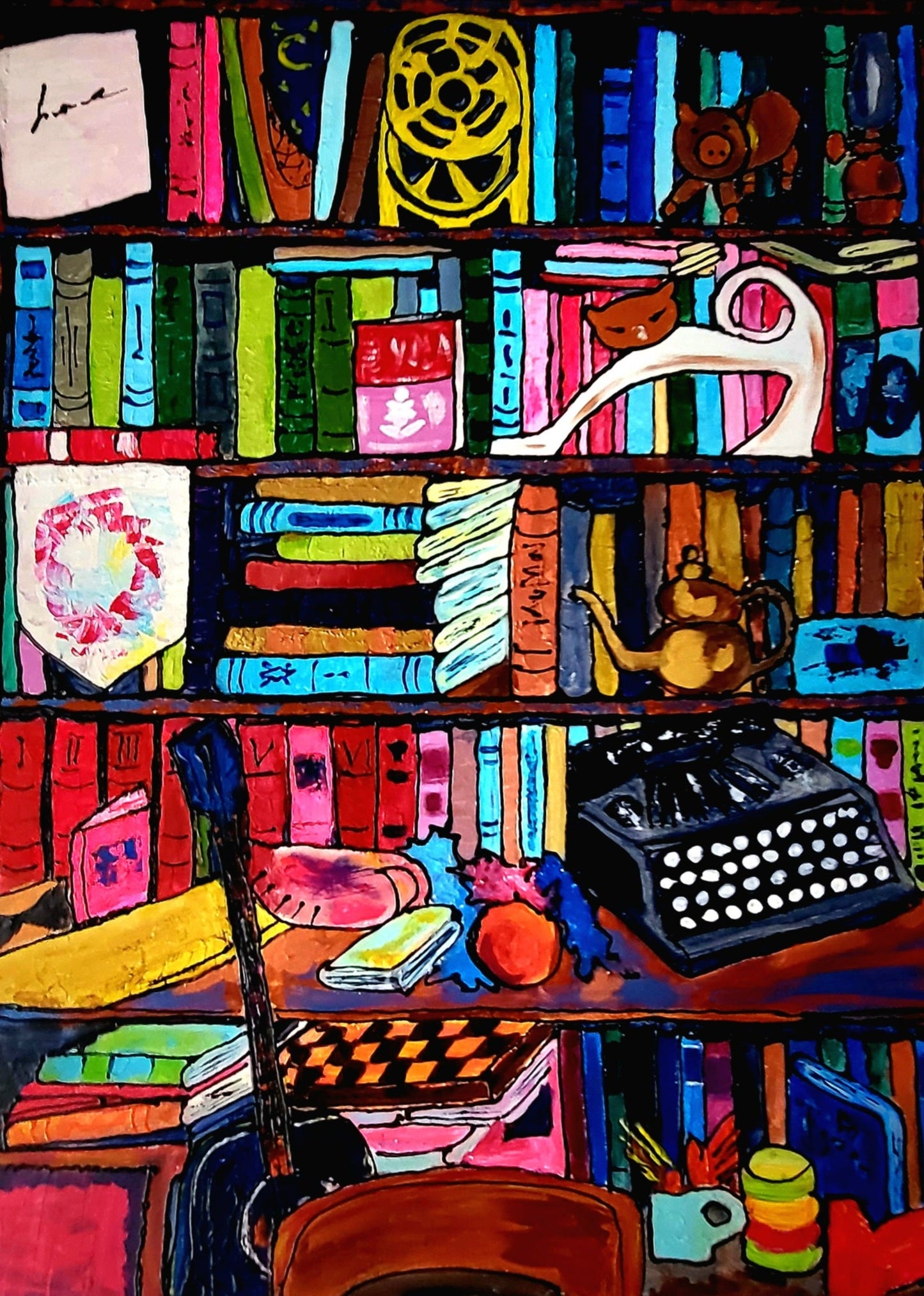 Notre bibliothèque – Peinture originale sur toile