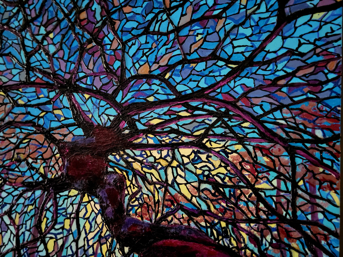 "Un Hêtre en hiver" – Peinture originale de la série "Arbres de lumière" 