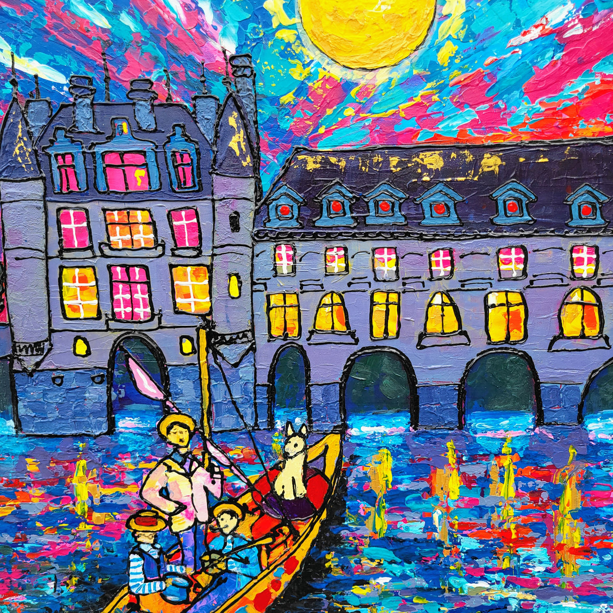 "Chenonceau by boat" – Original painting on canvas