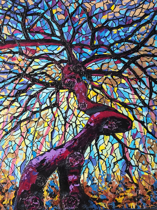 "Hêtre flamboyant d’hiver" – Peinture originale de la série « Arbres de lumière »