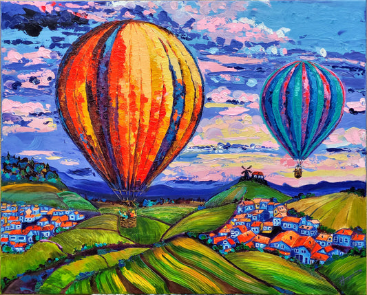 "Les couleurs du ciel" – Peinture originale de la série « Les Ballons de Champagne »