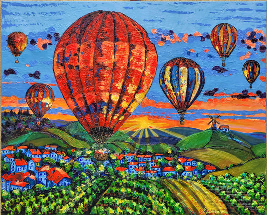 "The Lights of Dawn" – Original painting from the series "Champagne Balloons"