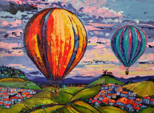 "Les couleurs du ciel" – Peinture originale de la série « Les Ballons de Champagne »
