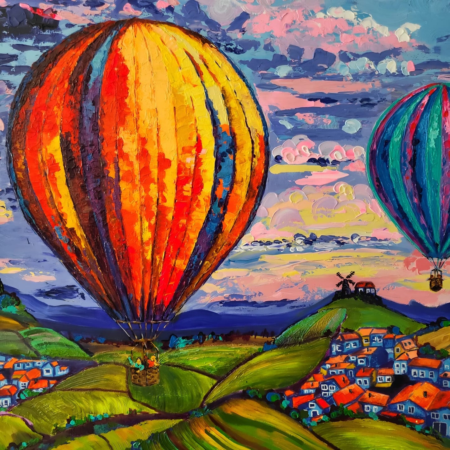 "Les couleurs du ciel" – Peinture originale de la série « Les Ballons de Champagne »