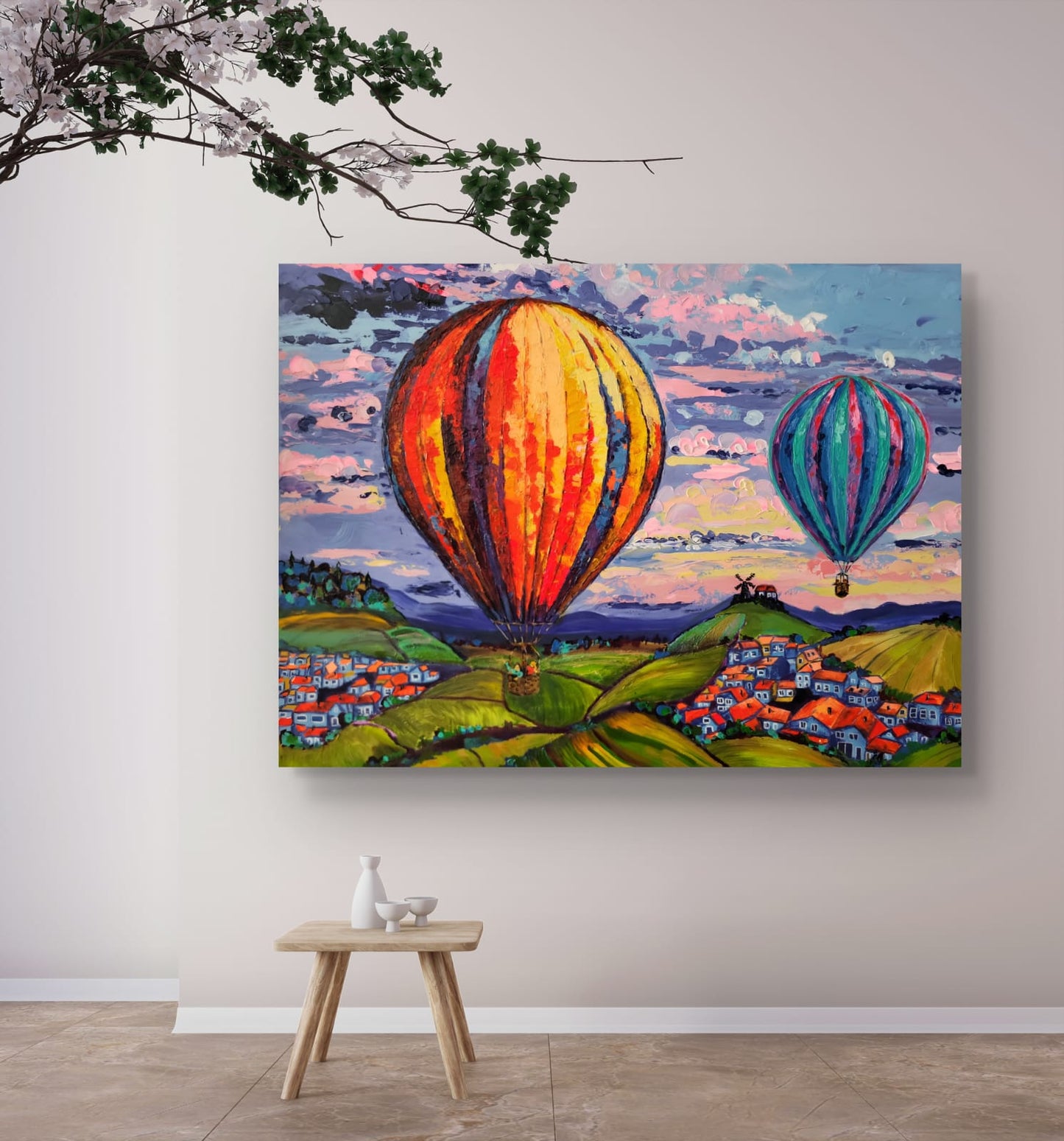 "Les couleurs du ciel" – Peinture originale de la série « Les Ballons de Champagne »