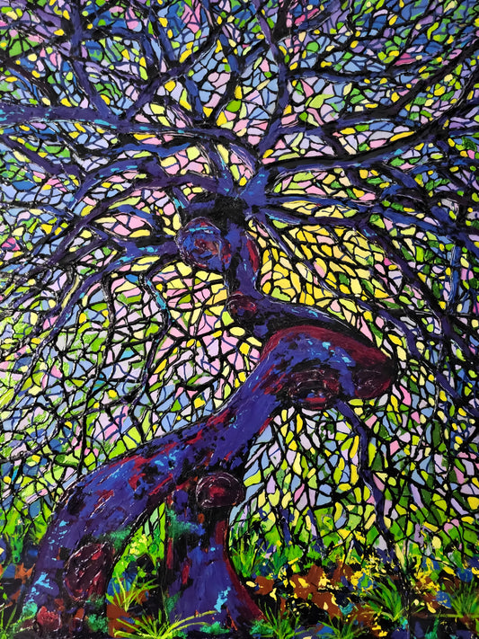 "Renaissance printanière du hêtre" – Peinture originale de la série « Arbres de lumière »
